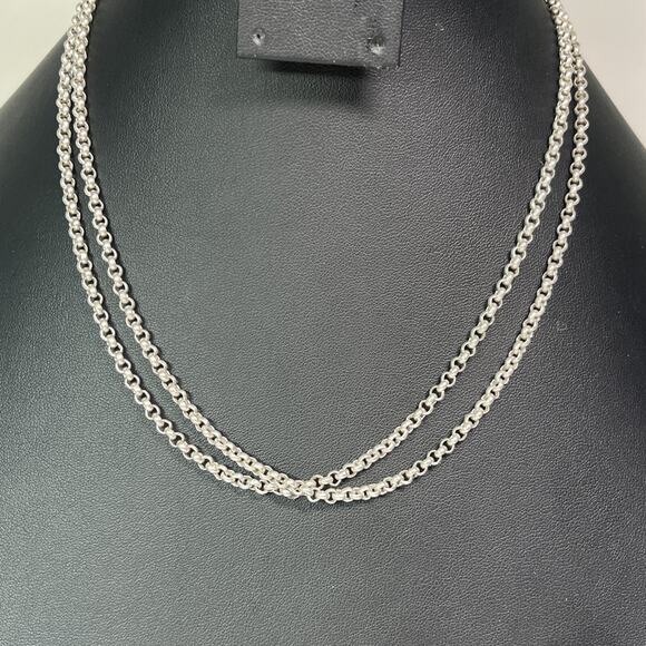 Vintage Designer Couture Signed RM Sterling Silver 925 Chain Necklace 2 Strands - Picture 1 of 9